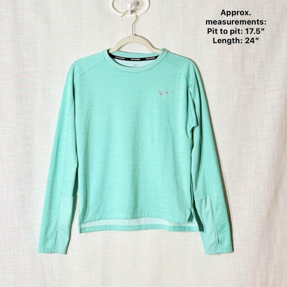 Nike Running DriFit Aqua Womens Performance Long Sleeve Top Thumbholes Stretch S - Picture 1 of 7